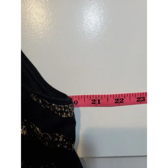 Lane Bryant Black Metallic Gold Striped High Low Tank Cross Back Sz 18/20 - Picture 8 of 9